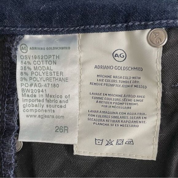 AG Adriano Goldschmied The Mari Tuxedo Stripe Deep Trenches Velvet Pants Sz 26R - Picture 11 of 13